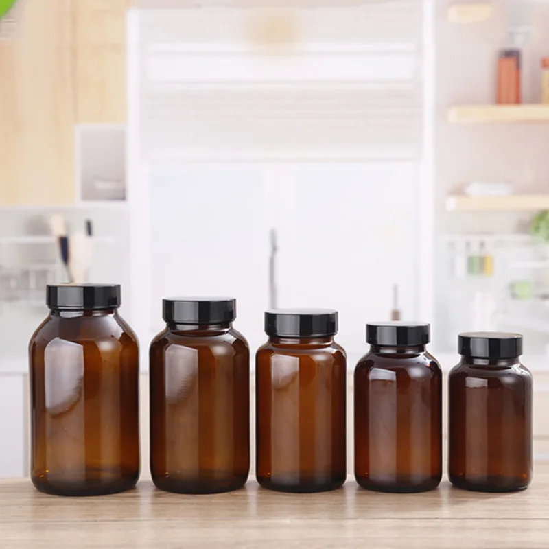 60ml 80ml 100ml 120ml 150ml 200ml OEM frosted color wide mouth vitamin glass bottles for pill tablet glass medicine bottle