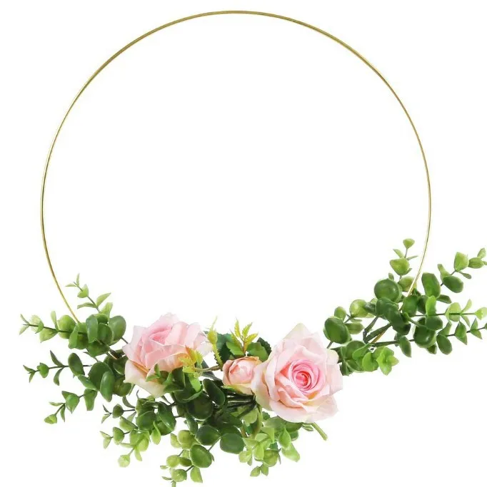 Diy Wedding Decor And Macrame Wall Hanging Crafts Gold Floral Hoop Wreath Macrame Gold Metal Ring For Decor And Dreamcatcher