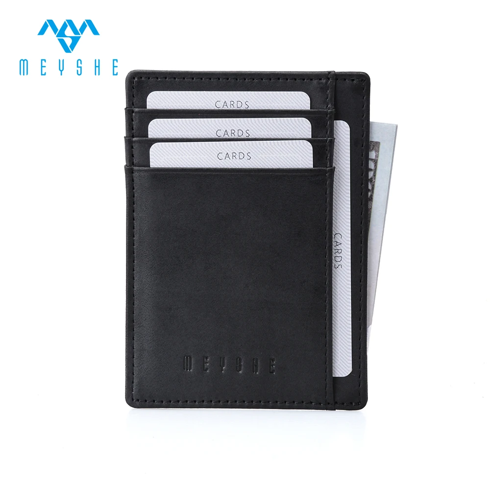 Leather factory custom high quality grain genuine leather wallet card holder for men