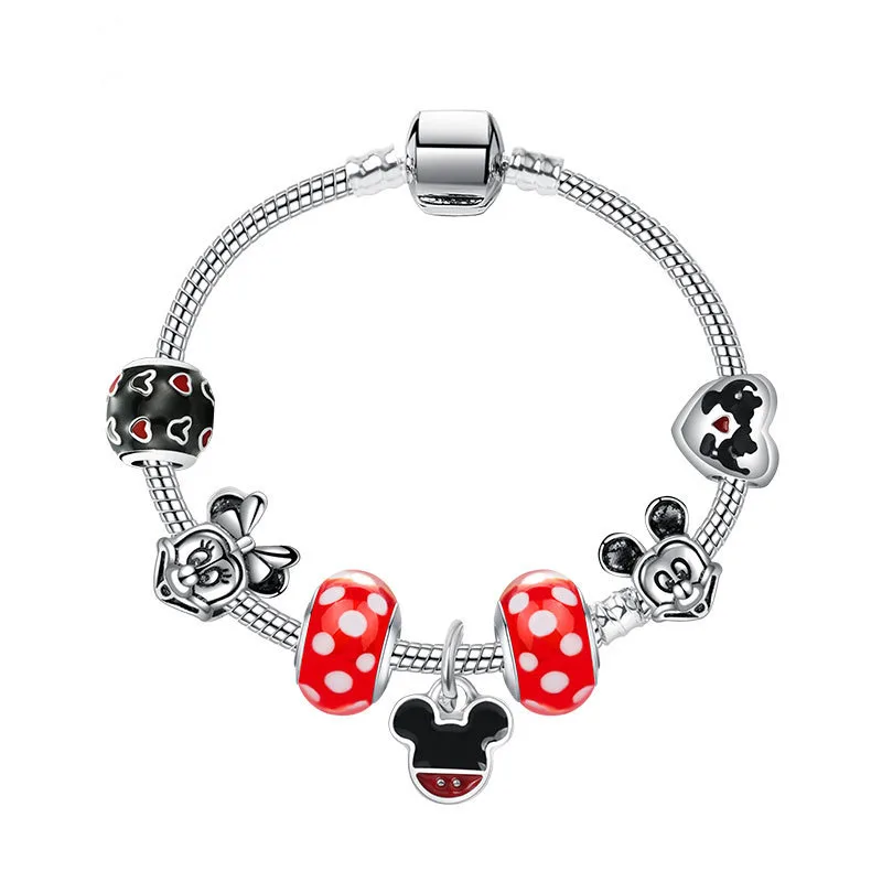 
Hot Selling Christmas Anime Bracelet Female Pendant Bracelet DIY Beaded Cartoon Kid Mickey Mouse Bracelet 