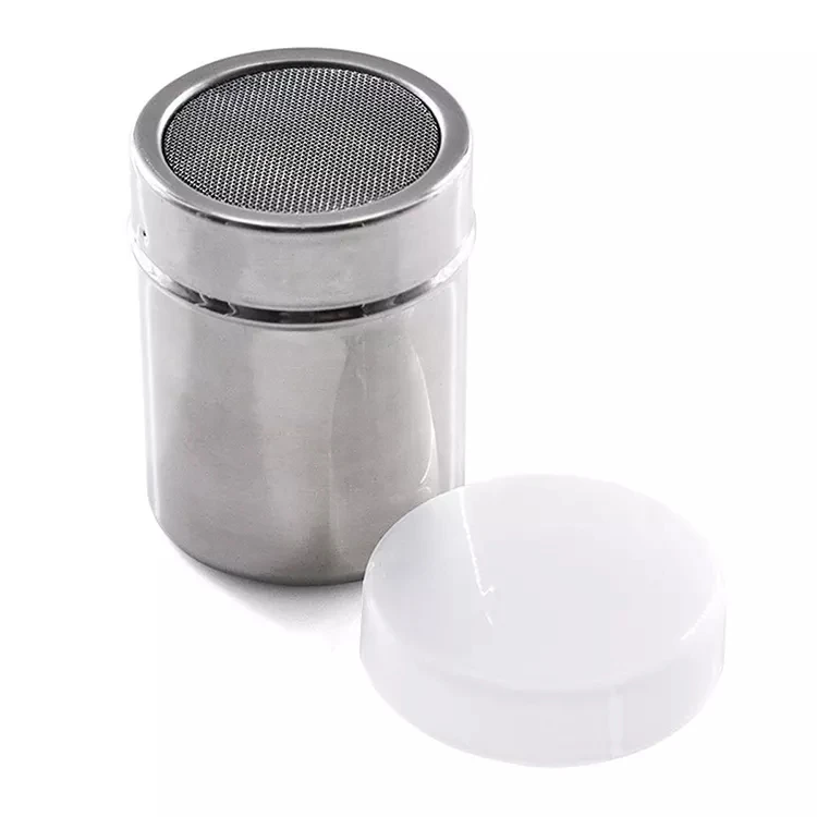 Thickened With Cover Stainless Steel Powder Shaker Dispenser Can Fine Barrel Seasoning Bottle Sprinkle Pepper Shaker Kitchen