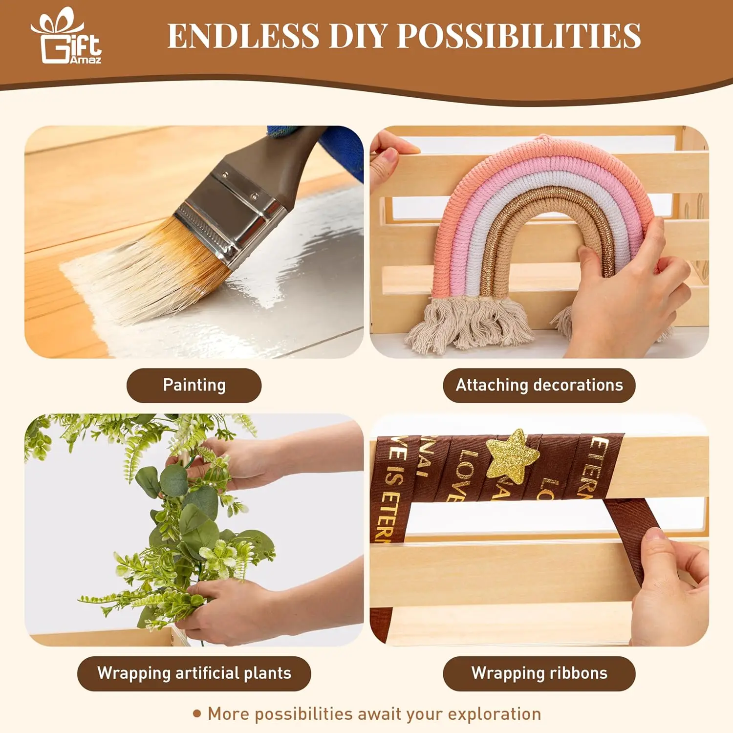 Wooden Nesting Crates with Handles Decorative wooden baby shower crate closet