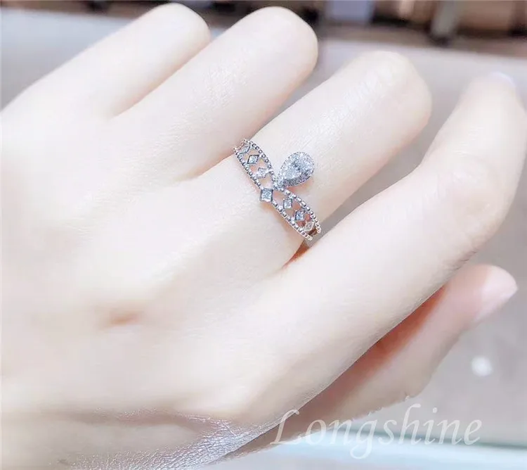 Wholesale Queen Crown Shaped High Quality Certified Diamond 18K Solid Gold Rings
