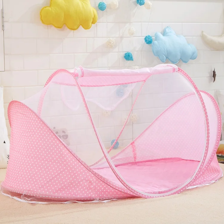 New Pink Dot Mesh Family Bed Safety Stroller Crib Electronic Music Baby Mosquito Net Set