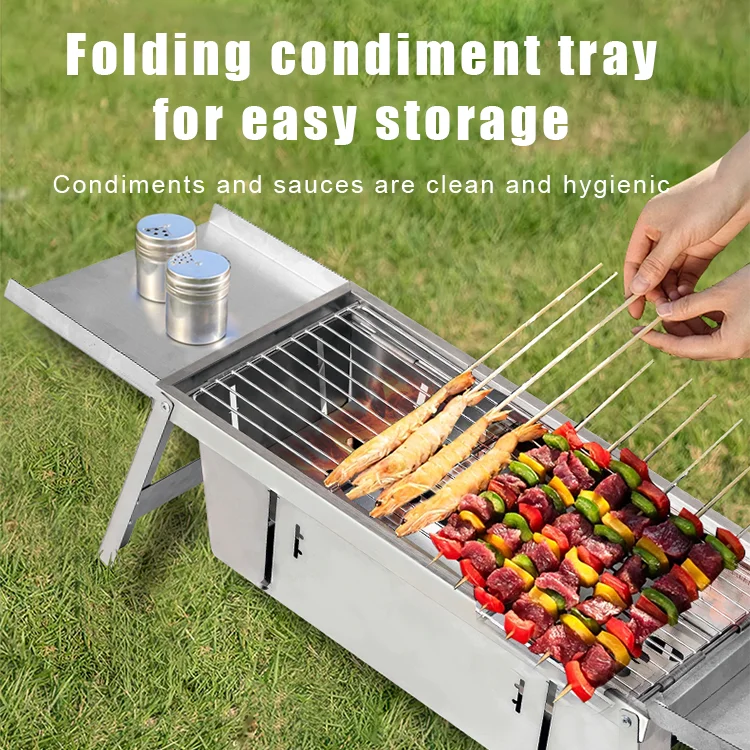 Commercial Quality Portable Charcoal Grills Multiple Size Hibachi BBQ Lamb Skewer Folded Camping Barbecue Grill for Picnic