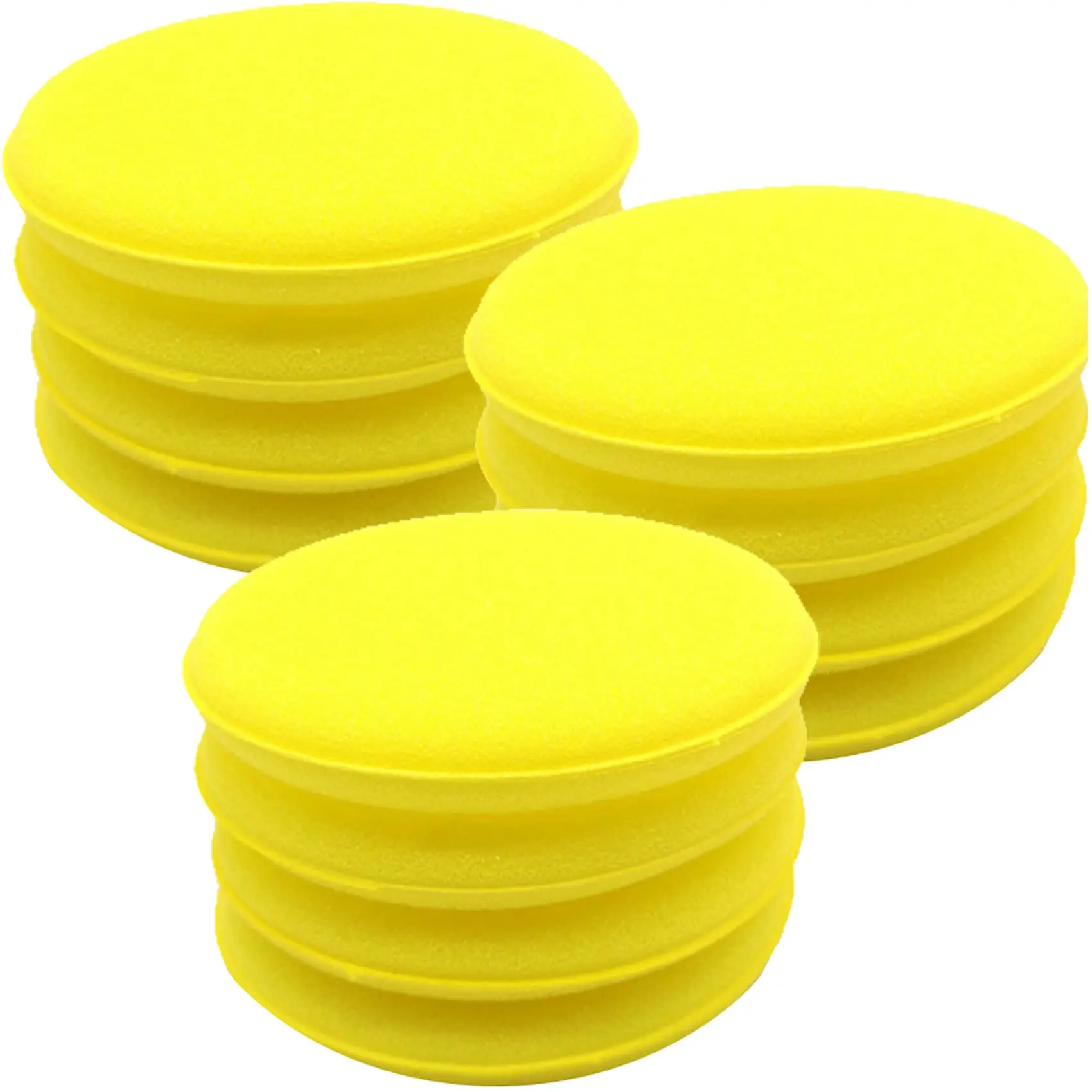 BONNO 12pcs Car Wax Applicator Yellow Round Sponge Car Wax Polishing Applicator Foam Sponge Ultra Soft Cleaning Tool