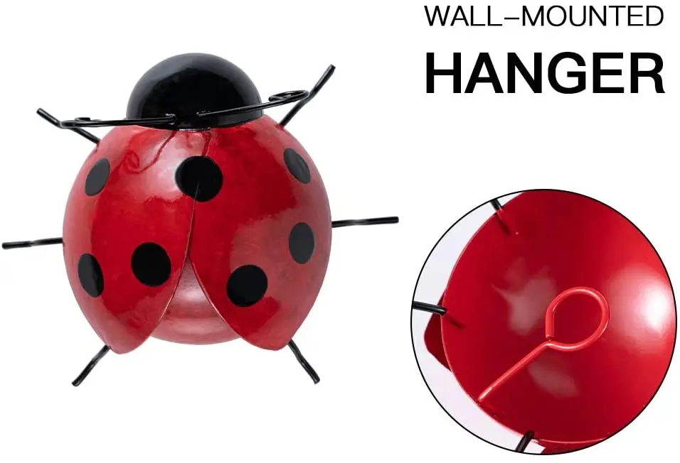 Metal Ladybugs Wall Decor Yard Art Garden Sculptures & Statues For Outdoor Patio Backyard Decoration