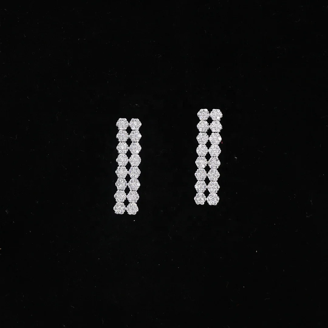 Bedazzled Copper+Alloy+Jewelry set stone silver plated earring necklace 4 piece cubic zirconia jewelry set for women and girls