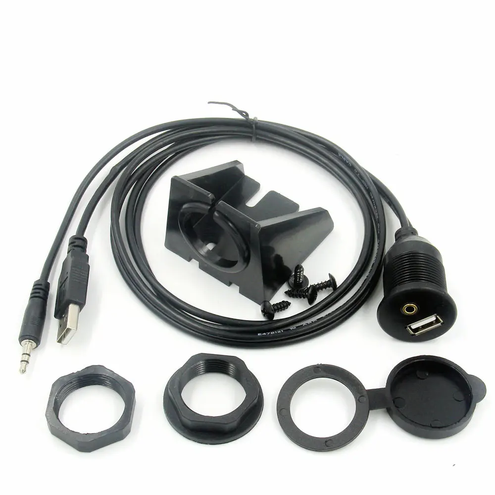 Wholesale Automotive Car Audio Cables USB 3.5mm AUX music input Socket Flush Mount Dashboard Cable for Car Marine Boat