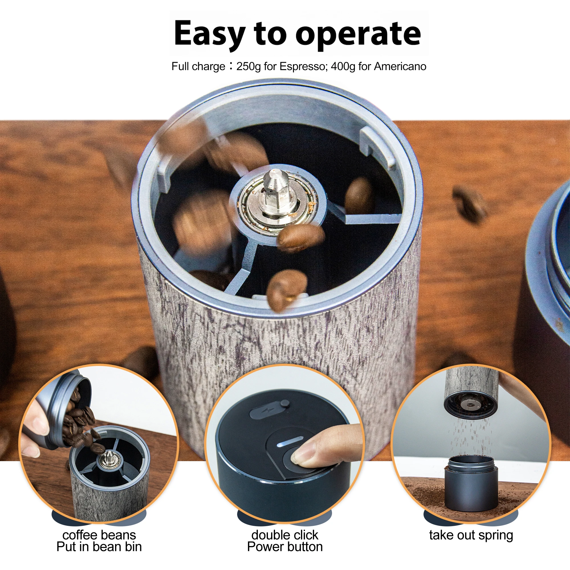 CERA+ Electric Espresso Coffee Bean Grinder Machine Stainless Steel Manual Burr Portable Coffee Grinder