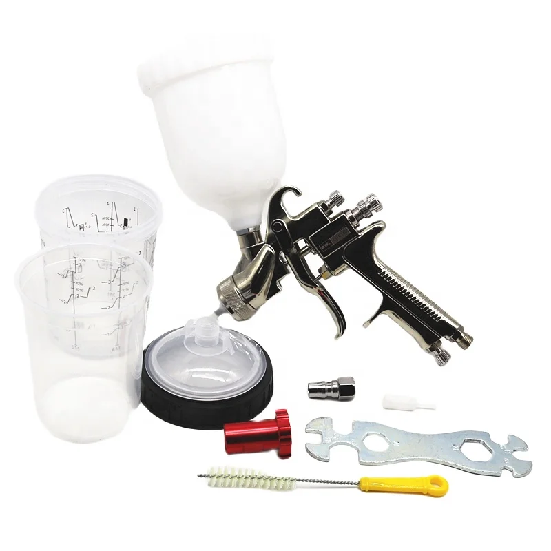 LVLP Spray Gun 1.1/1.3/1.7/2.0/2.5MM Nozzle Can Choose 600CC/400CC Tank Air Paint Gun With Paint Mixing Cup And Adapter Airbrush