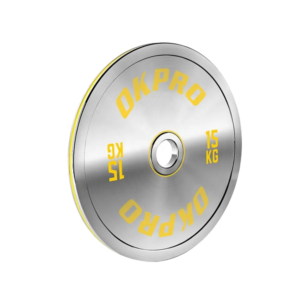 OKPRO Weightlifting High Durometer Gym Fitness Training Barbell Calibrated Steel Weight Plates