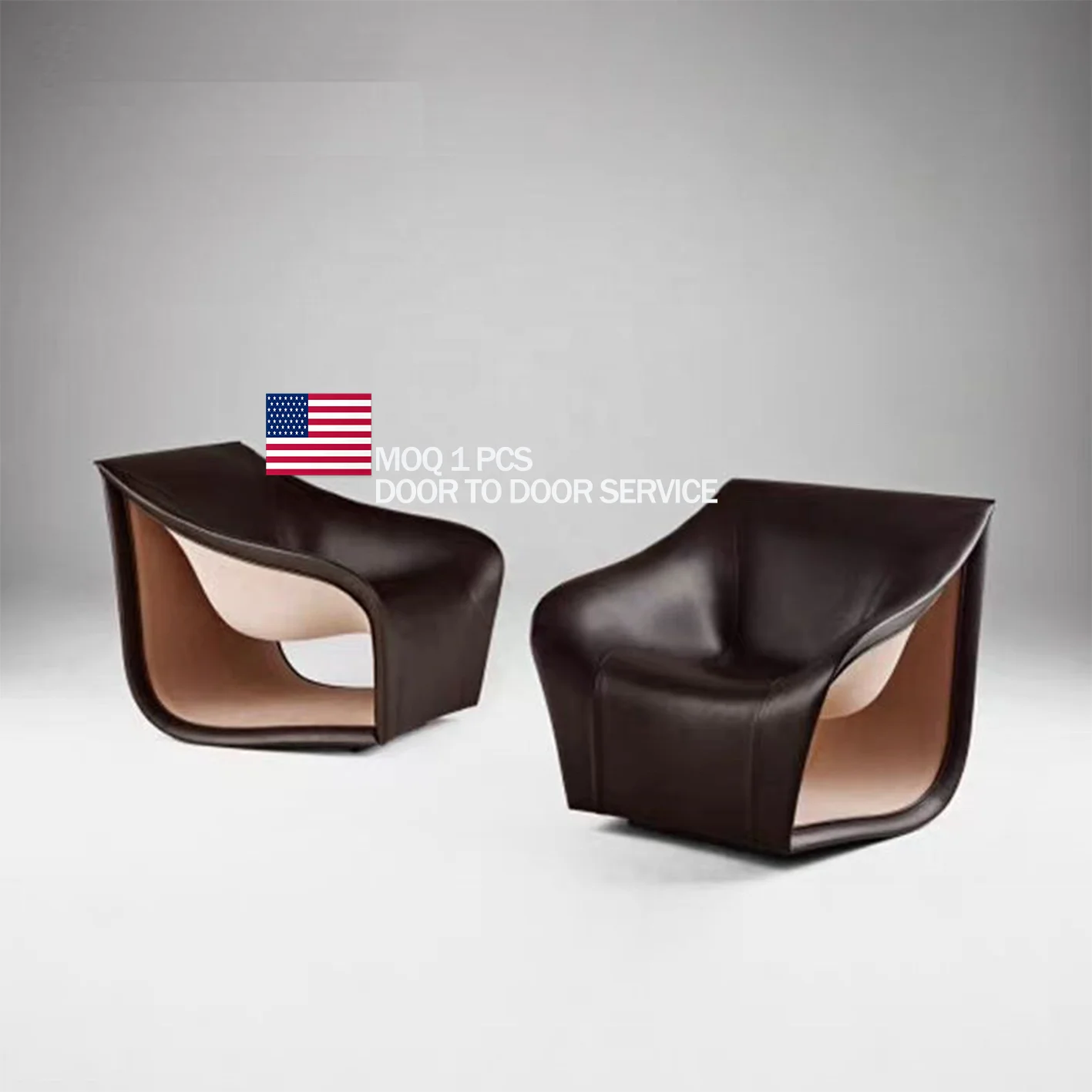 DONSUN Nordic Style Creative Design Hotel Villa Living Room Furniture Unique Shape Fiberglass Frame Leather Sofa chair
