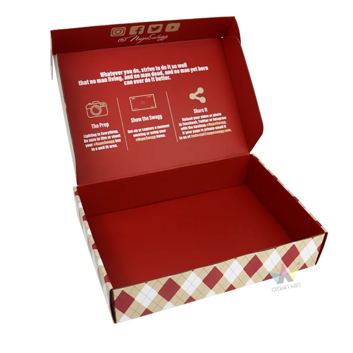 Battery Powered Heater Corrugated Cardboard Shipping Mailer Christmas Packaging Bulk Custom Logo Red Colored Flat Shipping Box