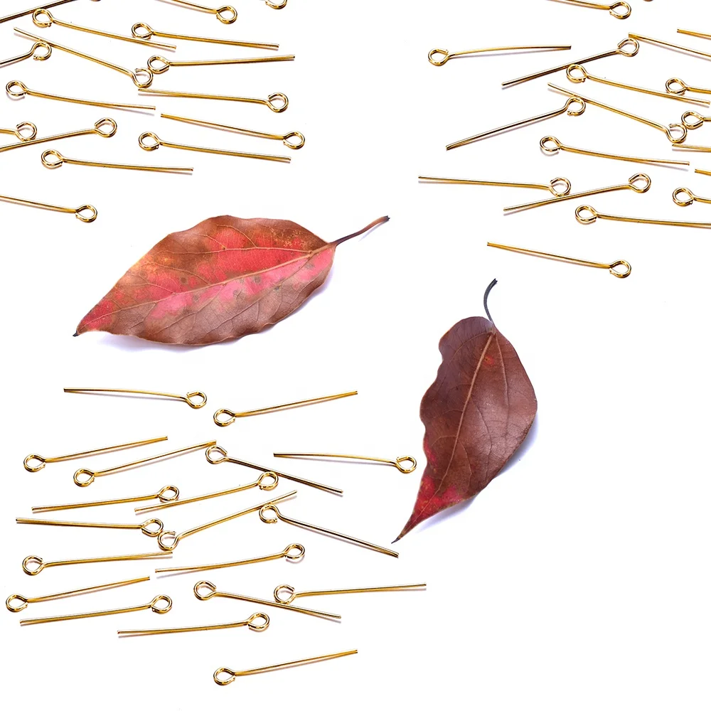 18K Gold Head Pins for Jewelry Making Eye Pins Brass Dressmaker Headpins Jewellery Supplies Kit for Crafting Earrings Bracelets