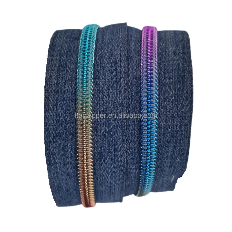 #5 Denim tape rainbow  nylon zipper
