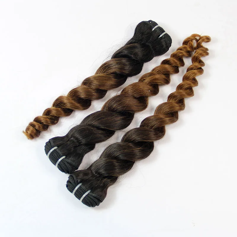 Wholesale cheap Top grade 100%  cuticle aligned virgin Russian Ombre 1b/30 pretty braiding curl two tone human hair