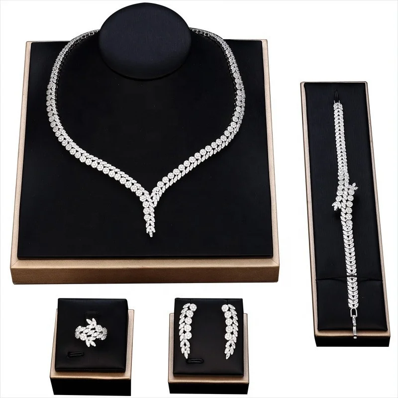 Charm Fashion Jewelry Set AAA Zircon Copper Micro Inlaid Diamond Chain Bridal Wedding Fashion Jewelry
