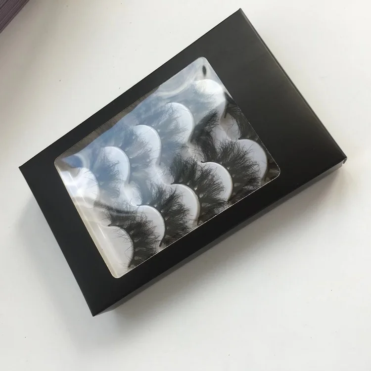 New eyelashes book case custom logo black boxes for mink eyelashes empty 5 pairs pink purple paper lash books