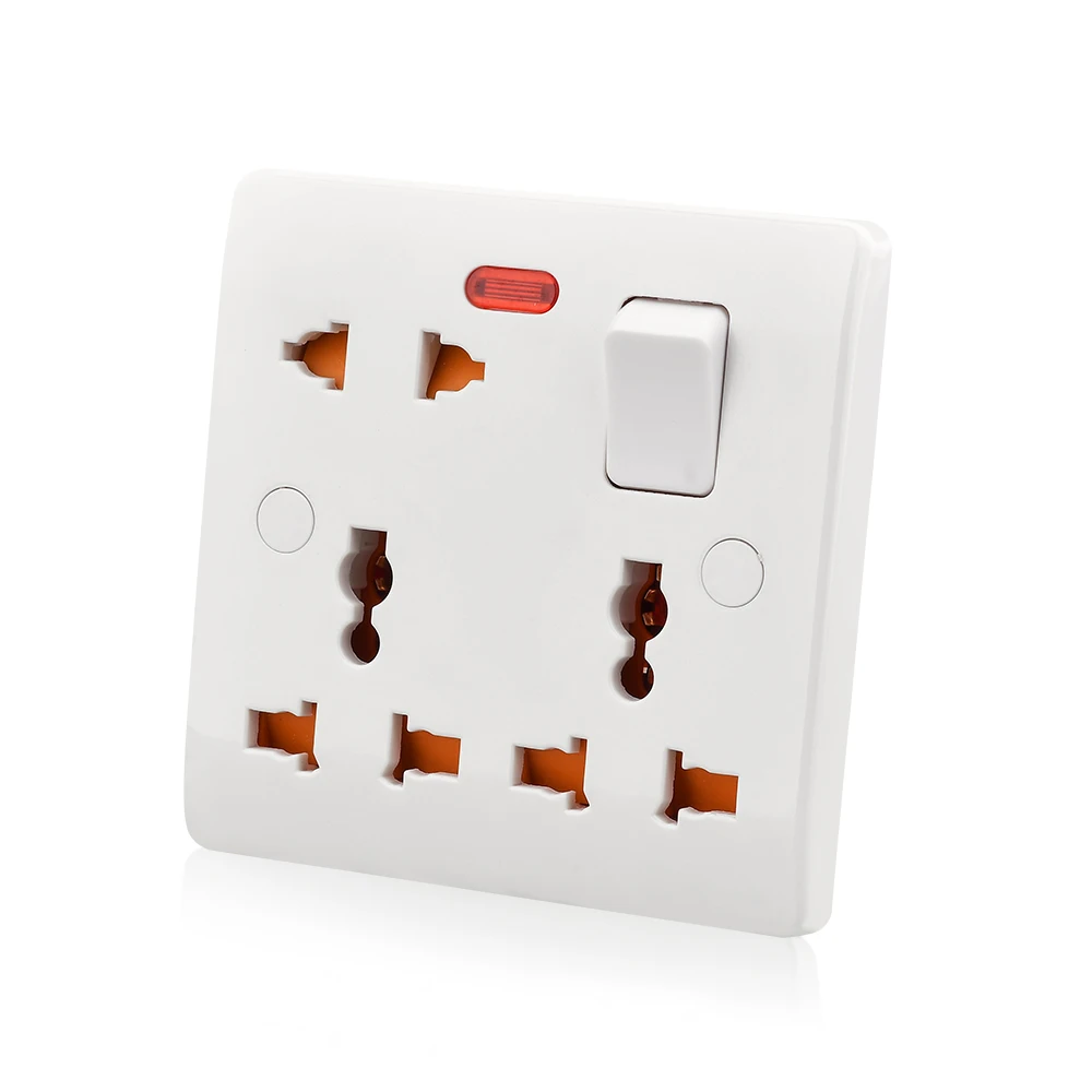 Wholesale electric 8 pin multi universal wall socket outlet with switch