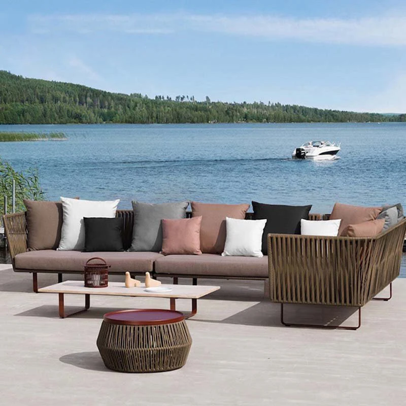 Sale Outdoor Rattan Sofa High Quality Modern Garden Furniture Luxury Wicker Patio Sofa Set 4 Seater With Table