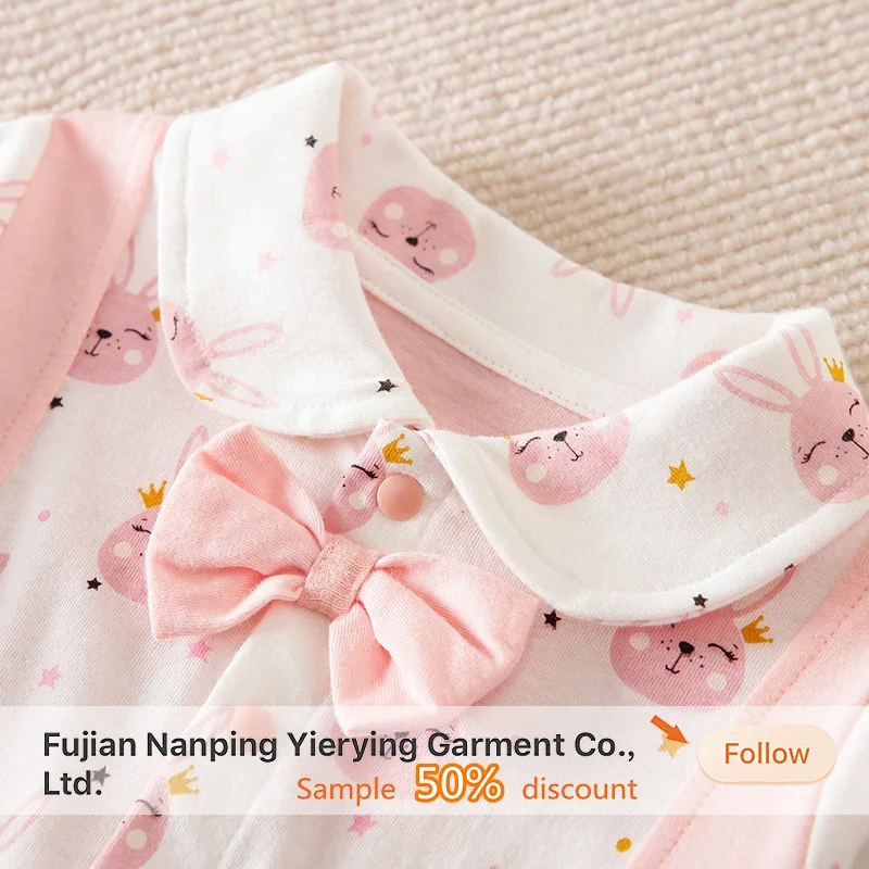 Милая Красивая Детская одежда с принтом Розовый кукольный воротник длинным рукавом милый мультяшный кролик точка оптовая продажа