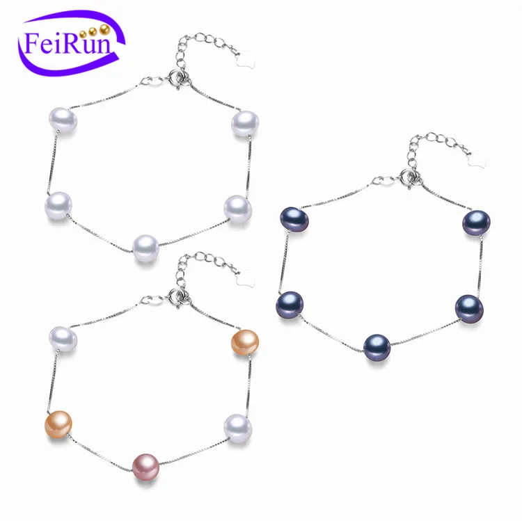 Оптовая продажа повязка на голову Feirun с натуральным жемчугом 8 мм AA почти круглые разных цветов ювелирные изделия жемчужный браслет для женщин