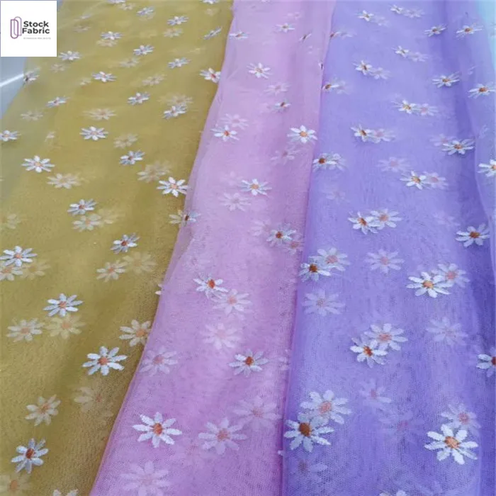 High quality wholesale mesh flat embroidery fabric  lace stock lot for garment