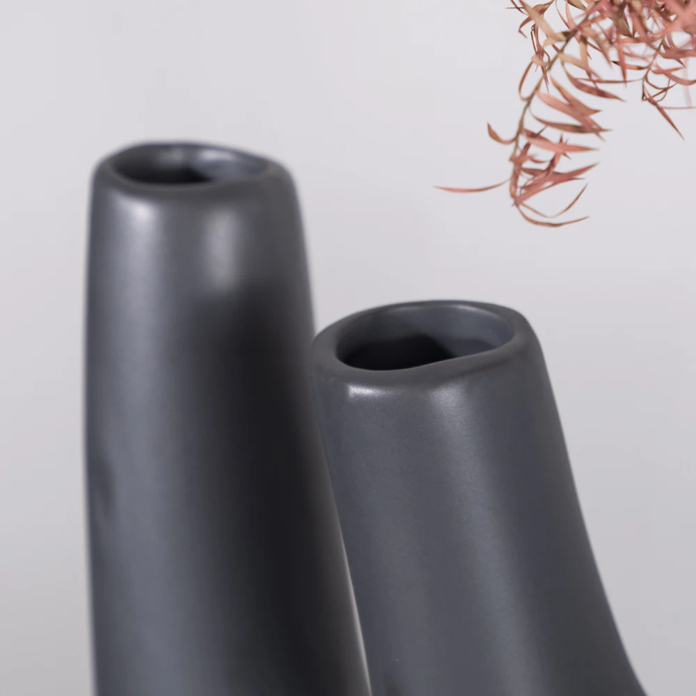 OMAYSN nordic bamboo shape smooth vase metal black white novel ceramic flower bottle glaze decoration with vases decor home