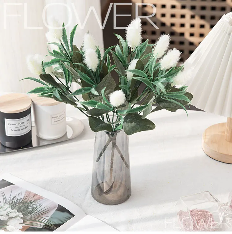Simulation flower wedding decoration home decoration handicraft artificial green plant rabbit tail bouquet