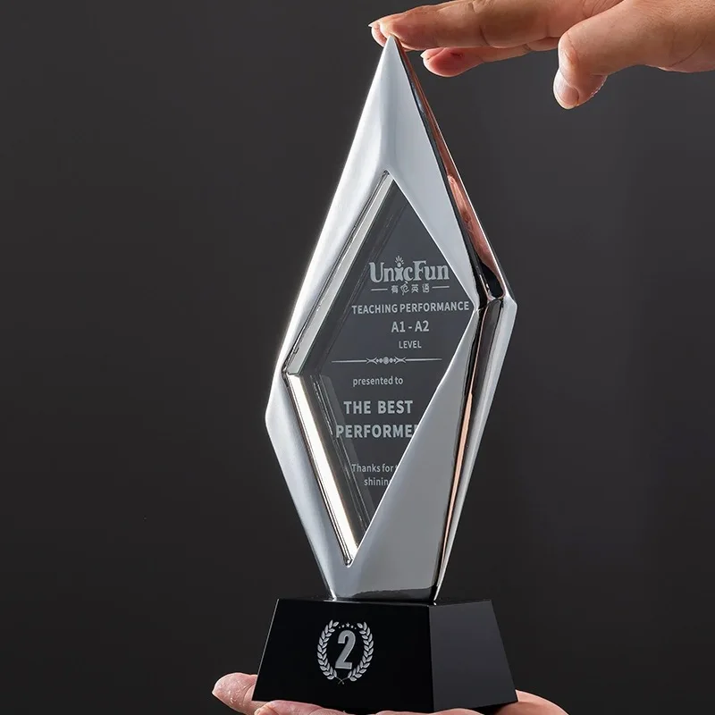 28cm height gold silver bronze resin Crystal Plaque crystal trophy award MH-NJ0399