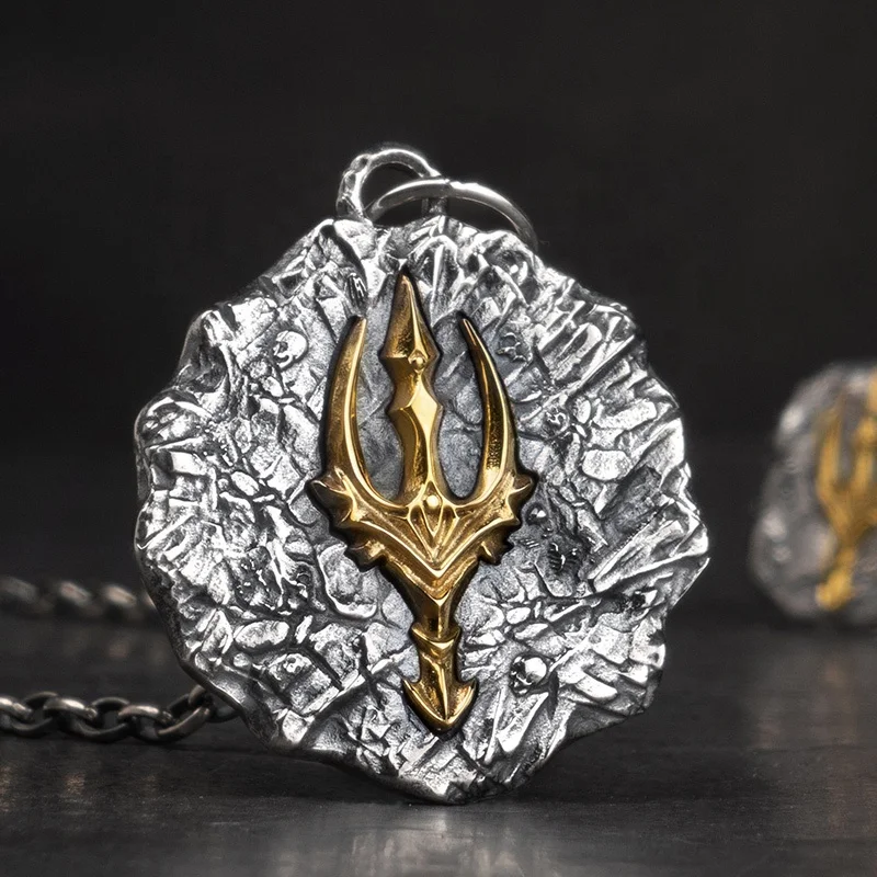 Ожерелье кулон для мужчин изысканные украшения Poseidon Aquaman Trident серебро 925 Стерлинговое Серебро подвеска
