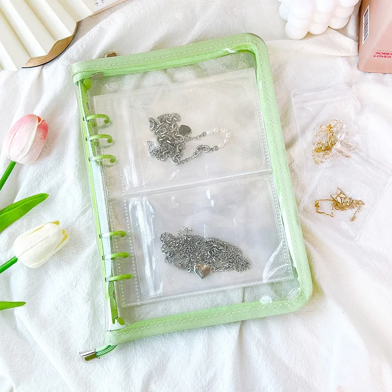 Transparent jewelry storage book pvc jewelry sealed bag anti-oxidation large capacity simple necklace earring collection book pp