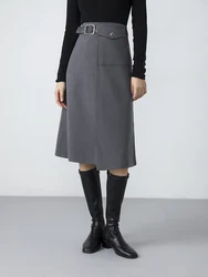 HISOKEY asymmetric design half skirt commuter women clothing Solid high waist mature long skirt