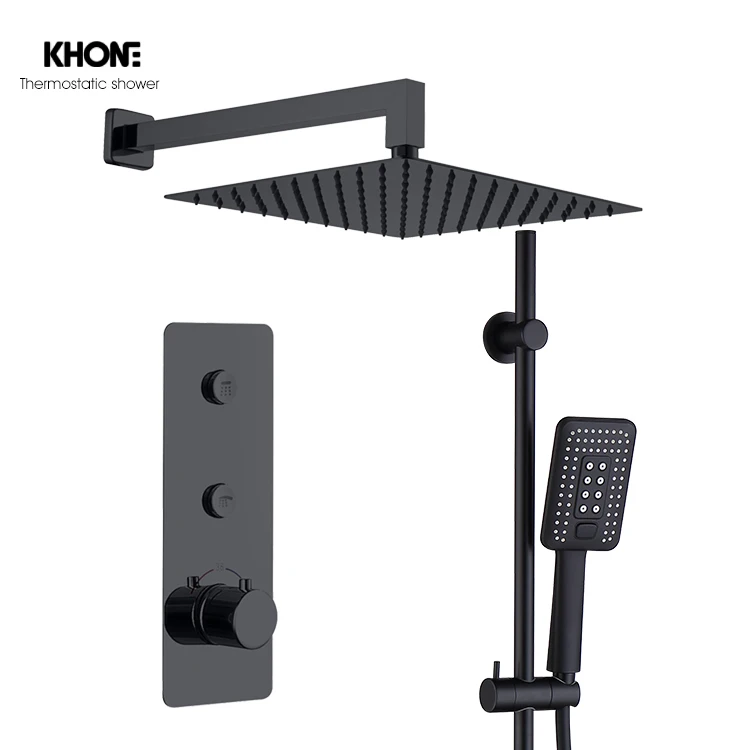 faucet factory black Brass Bathroom concealed Shower engineering smart Thermostatic shower taps mixer