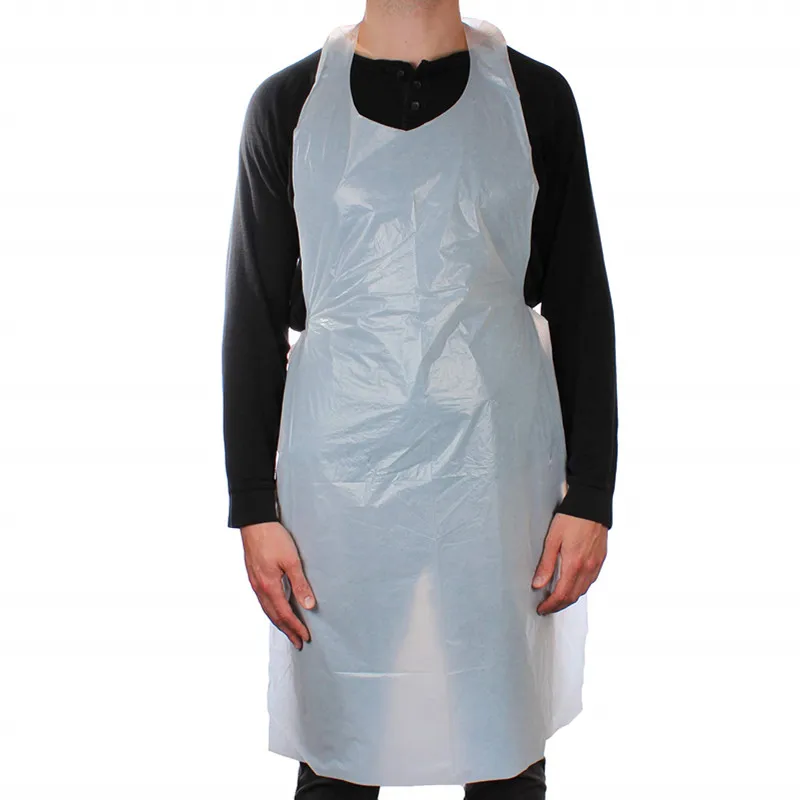 Waterproof PE White Plastic Disposable Aprons Full Body Plastic Apron For Food Service