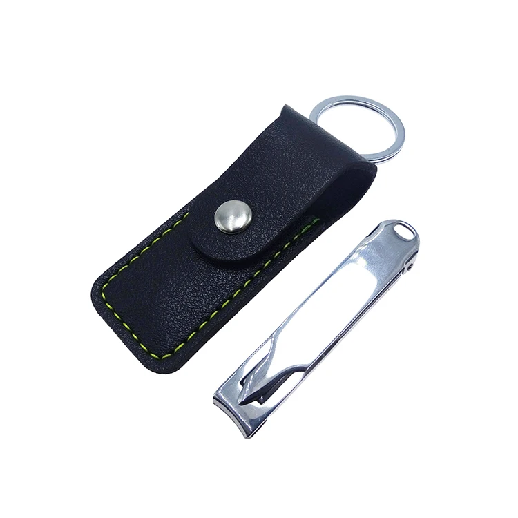 Portable Carbon Steel Nail Trimmer with Key Chain & Leather Bag Toe/Finger Nail Clipper