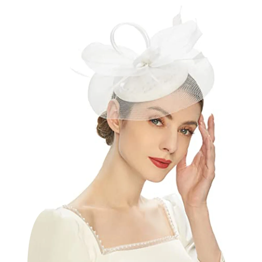 Wholesale wedding dress European and American vintage bride bridesmaid gauze bowler hat hair head decoration horse hat