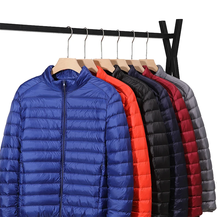 high quality stand collar lightweight winter windproof jacket zipper blank down coat puffer jacket men