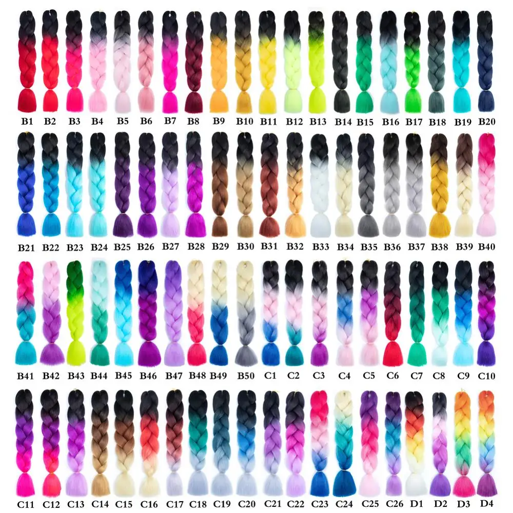 Hot sell 24inch 41inch 82inch Ombre Braiding Hair Extensions Synthetic crochet hair jumbo braid hair