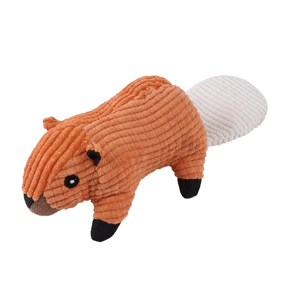 Animal Design Plush Squeaking Dog Grinding Teeth Sounding Plush Pet  Dog Chew Toy for Small Medium Dogs