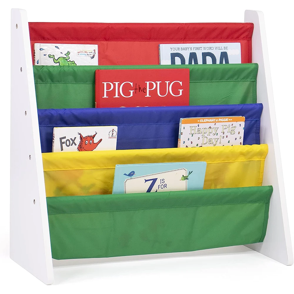 5 Shelf Modern Wood Kids Bookcase Children Book Rack