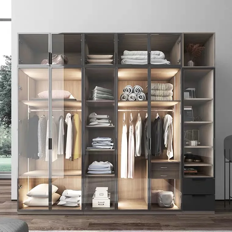 Minimalist New Design Aluminum Profiles Glass Door Frame Profile For Walk In Closet