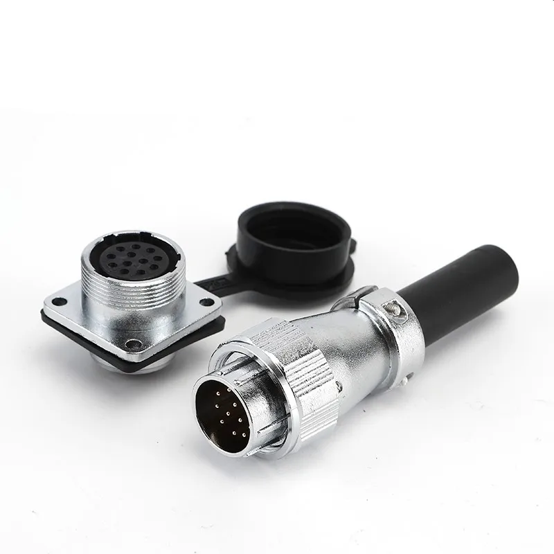 Metal Flange Receptacle Circular Wire Connector With Cap