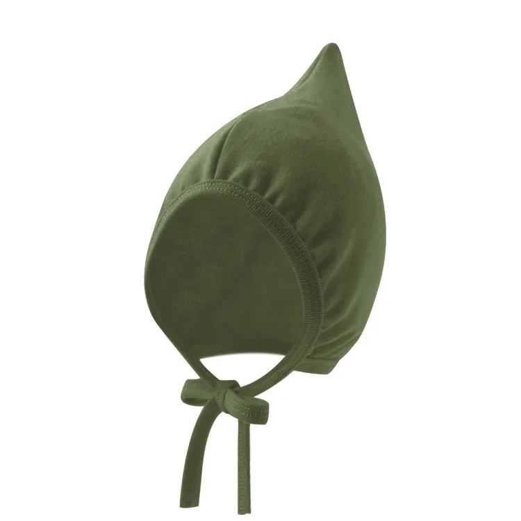Solid Color Fetal Hat for Newborn Infant Cute Witch Hat Tie Rope Ear Protection Male and Female Baby Hat