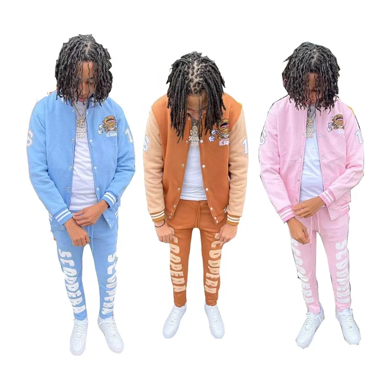 3D буфами на рукавах с изготовленным на заказ логосом куртки с воротником и буфами на рукавах краски пот спортивный костюм для мужчин