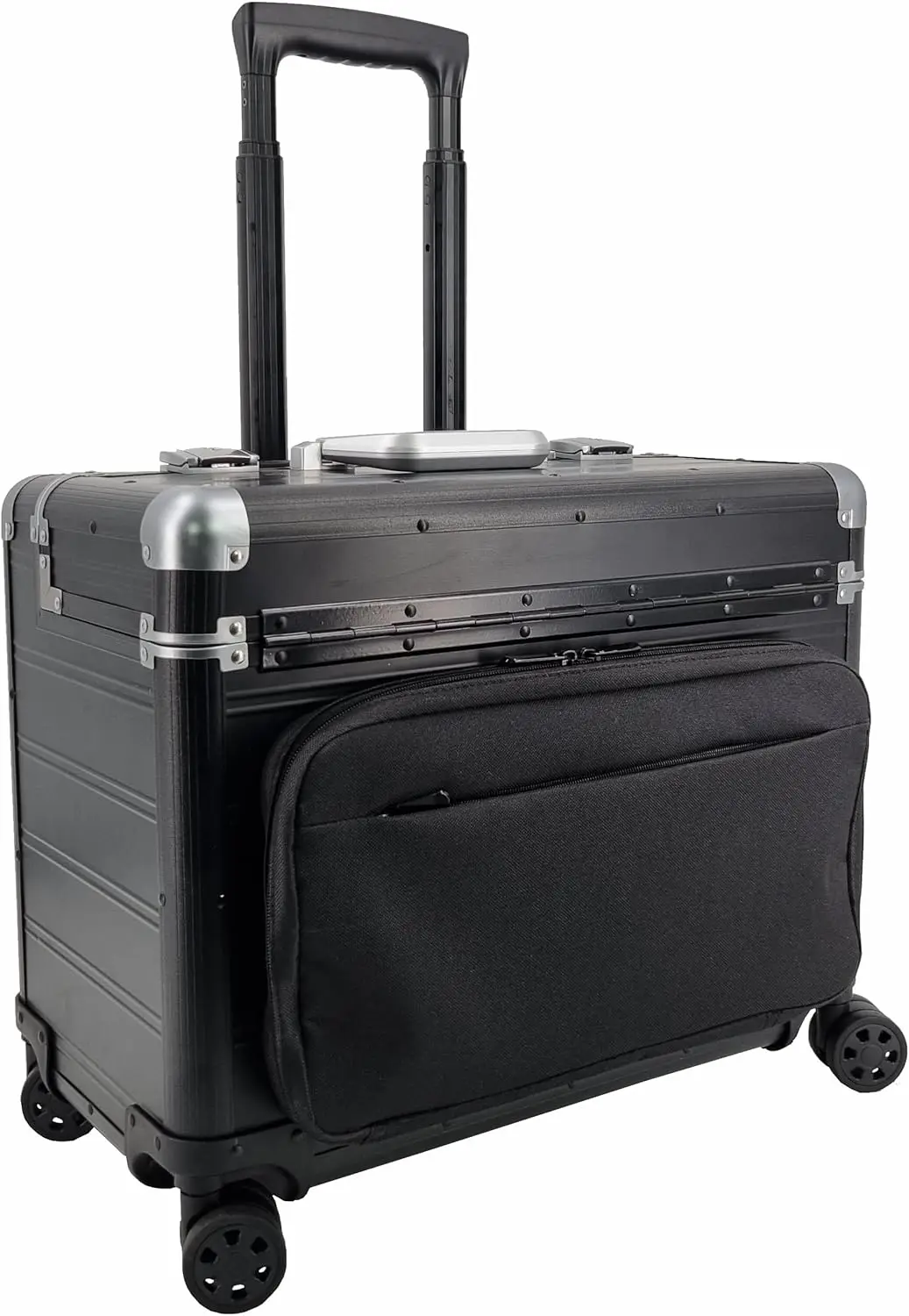 Large Trolley Aluminum Pilot case with front pocket with wheels