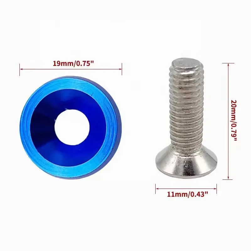 Aluminum  M6 Car Battery Guard Plate Washer Screw Refitting Fender License Plate Frame Screw Gasket