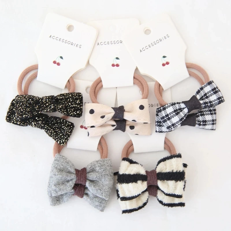 10Pcs/Lot Sweet Hair Band Girls Hair Ties Bows Elastic Rubber Band Flower Small Ball Scrunchies Baby Kids Hair Accessories