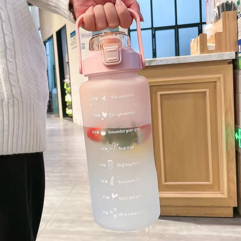 2 л Мотивационная бутылка для воды Botella De Agua Motivacional меняющие цвета чашки Termos тренажерный зал бутылки